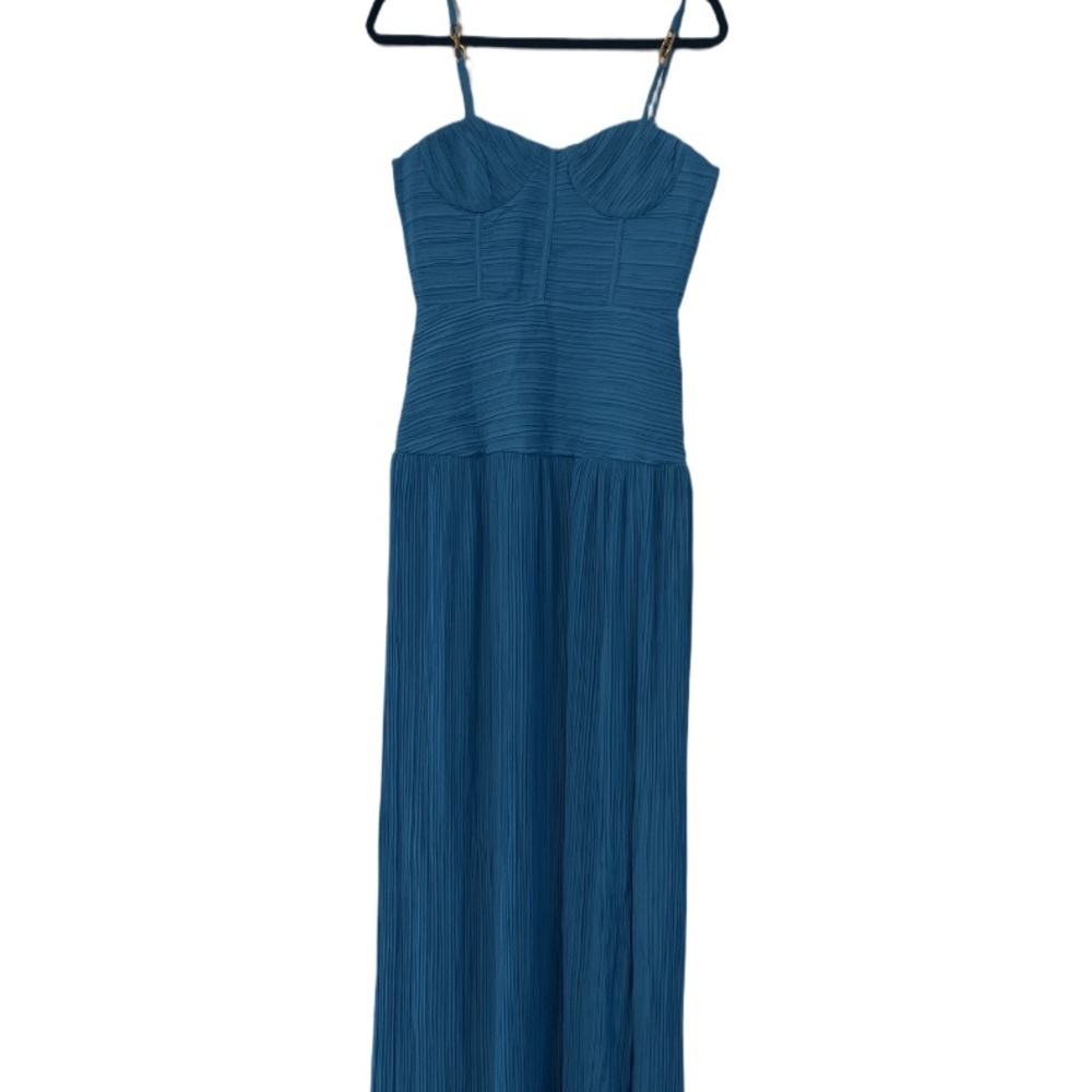 Félicie side-slit pleated maxi dress in Blue